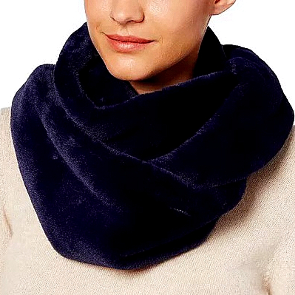 Calvin Klein black faux fur  infinity scarf.